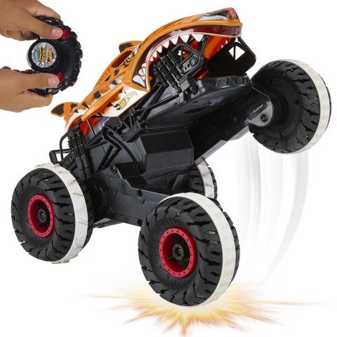 Hot Wheel Monster Truck Niepowstrzymany Tiger Shark 1:15 Terenowy pojazd zdalnie sterowany HGV87 MATTEL p1 Hot Wheel Monster Truck Niepowstrzymany Tiger Shark 1:15 Terenowy pojazd zdalnie sterowany HGV87 MATTEL p1