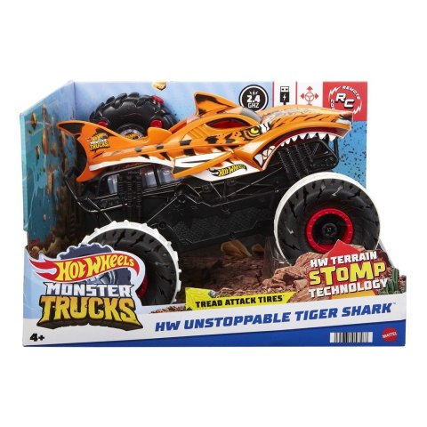 Hot Wheel Monster Truck Niepowstrzymany Tiger Shark 1:15 Terenowy pojazd zdalnie sterowany HGV87 MATTEL p1 Hot Wheel Monster Truck Niepowstrzymany Tiger Shark 1:15 Terenowy pojazd zdalnie sterowany HGV87 MATTEL p1