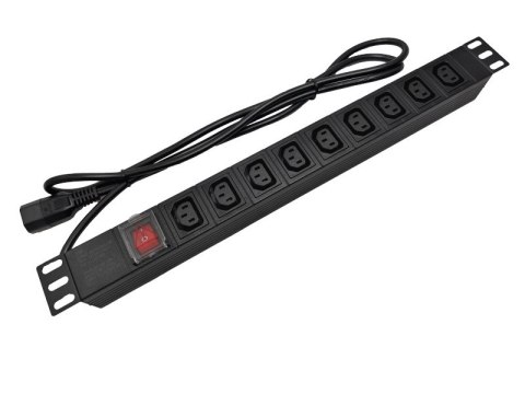 Listwa zasilająca 19" 230V - 9 gniazd (IEC320 C13), z wyłącznikiem LED, kabel 1,8m C14 ALANTEC Listwa zasilająca 19" 230V - 9 gniazd (IEC320 C13), z wyłącznikiem LED, kabel 1,8m C14 ALANTEC