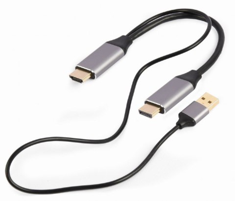 Adapter HDMI męski do DisplayPort męski + USB-A męski 4K Gembird A-HDMIM-DPM-01 czarny Adapter HDMI męski do DisplayPort męski + USB-A męski 4K Gembird A-HDMIM-DPM-01 czarny
