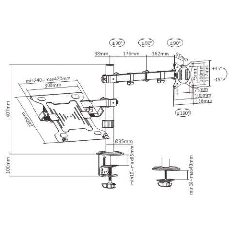 DISPLAY ACC MOUNTING ARM/NB TRAY MA-DA-03 GEMBIRD DISPLAY ACC MOUNTING ARM/NB TRAY MA-DA-03 GEMBIRD