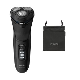 Philips 3000 series Shaver series 3000 S3233/52 Wet or dry electric shaver with handy travel pouch, Rotation shaver, Black, Char