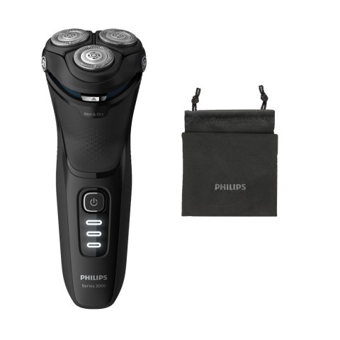 Philips 3000 series Shaver series 3000 S3233/52 Wet or dry electric shaver with handy travel pouch, Rotation shaver, Black, Char Philips 3000 series Shaver series 3000 S3233/52 Wet or dry electric shaver with handy travel pouch, Rotation shaver, Black, Char
