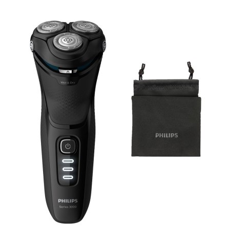 Philips 3000 series Shaver series 3000 S3233/52 Wet or dry electric shaver with handy travel pouch, Rotation shaver, Black, Char Philips 3000 series Shaver series 3000 S3233/52 Wet or dry electric shaver with handy travel pouch, Rotation shaver, Black, Char