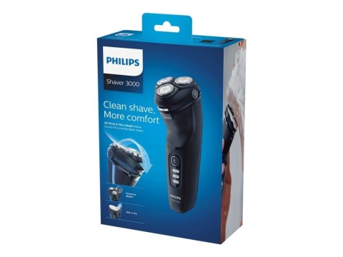 Philips 3000 series Shaver series 3000 S3233/52 Wet or dry electric shaver with handy travel pouch, Rotation shaver, Black, Char Philips 3000 series Shaver series 3000 S3233/52 Wet or dry electric shaver with handy travel pouch, Rotation shaver, Black, Char