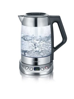 Severin WK 3479, 1.7 L, 3000 W, Black, Stainless steel, Glass, Stainless steel, Adjustable thermostat, Water level indicator