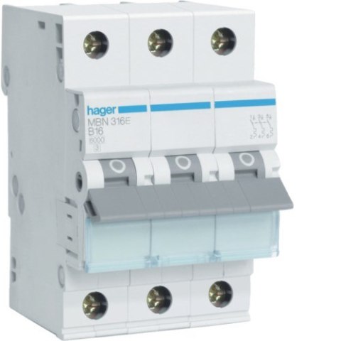 MBN316E WYŁĄCZNIK NADPRĄDOWY B 16A 3P 3M 6KA MBN316E WYŁĄCZNIK NADPRĄDOWY B 16A 3P 3M 6KA