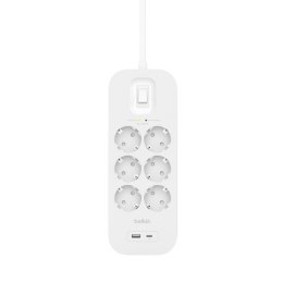 SOCKET STRIP WITH OVERVOLTAGE/PROTECTION 6 SOCKETS WITH 1 X US