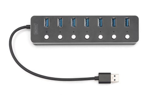 Hub USB 3.0/Koncentrator 7-portowy USB A + adapterUSB-C 5Gbps z wyłącznikami aluminiowy aktywny Hub USB 3.0/Koncentrator 7-portowy USB A + adapterUSB-C 5Gbps z wyłącznikami aluminiowy aktywny