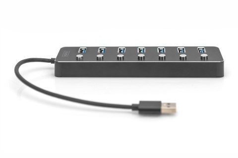 Hub USB 3.0/Koncentrator 7-portowy USB A + adapterUSB-C 5Gbps z wyłącznikami aluminiowy aktywny Hub USB 3.0/Koncentrator 7-portowy USB A + adapterUSB-C 5Gbps z wyłącznikami aluminiowy aktywny