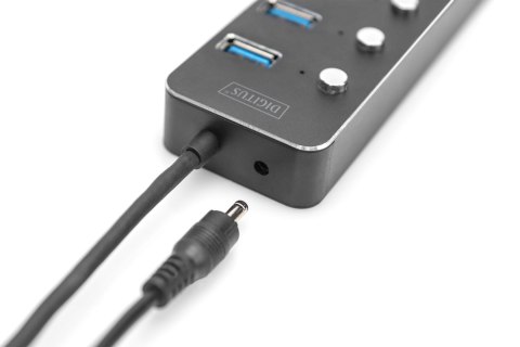 Hub USB 3.0/Koncentrator 7-portowy USB A + adapterUSB-C 5Gbps z wyłącznikami aluminiowy aktywny Hub USB 3.0/Koncentrator 7-portowy USB A + adapterUSB-C 5Gbps z wyłącznikami aluminiowy aktywny