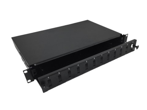 Przełącznica światłowodowa 12xSC duplex 19" 1U z płytą czołową oraz akcesoriami montażowymi (dławiki, opaski), wysuwalna ALANTEC Przełącznica światłowodowa 12xSC duplex 19" 1U z płytą czołową oraz akcesoriami montażowymi (dławiki, opaski), wysuwalna ALANTEC