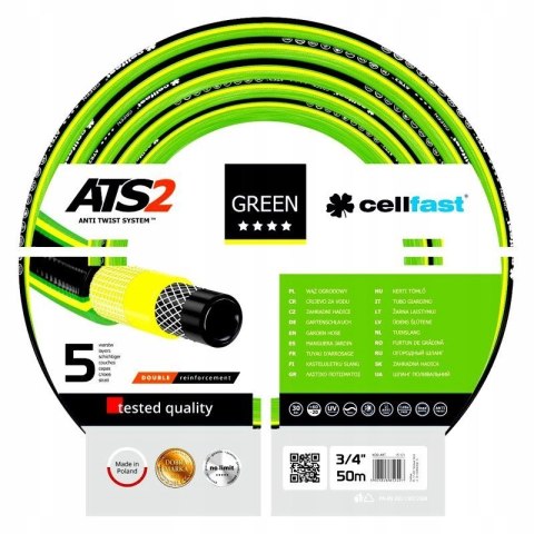 CELLFAST WĄŻ OGRODOWY GREEN ATS2 ROZMIAR: 3/4" DŁUGOŚĆ: 50m CELLFAST WĄŻ OGRODOWY GREEN ATS2 ROZMIAR: 3/4" DŁUGOŚĆ: 50m