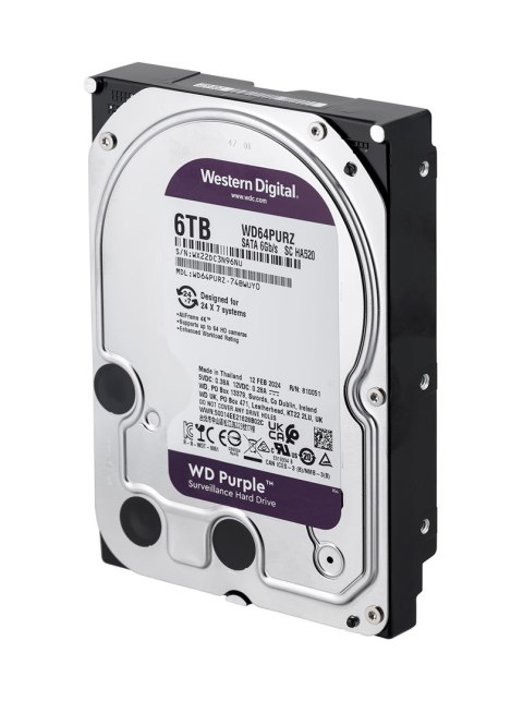 Dysk twardy HDD WD Purple 6TB 3,5" SATA WD64PURZ Dysk twardy HDD WD Purple 6TB 3,5" SATA WD64PURZ