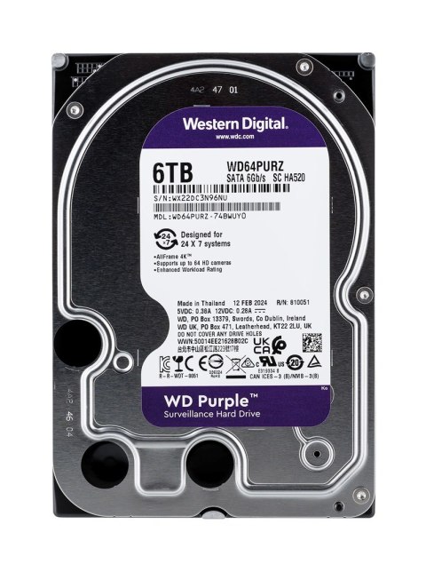 Dysk twardy HDD WD Purple 6TB 3,5" SATA WD64PURZ Dysk twardy HDD WD Purple 6TB 3,5" SATA WD64PURZ