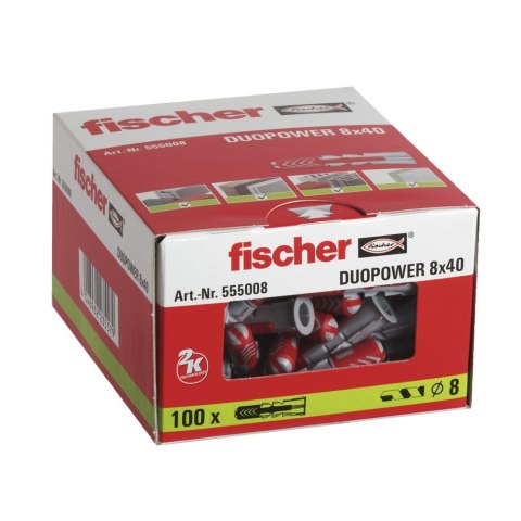Mocowanie uniwersalne Fischer DUOPOWER 8X40 100szt. Mocowanie uniwersalne Fischer DUOPOWER 8X40 100szt.