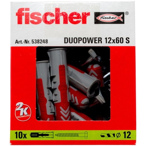 Mocowanie uniwersalne z wkrętem Fischer DUOPOWER 12X60 S (wersja długa) 10szt. Mocowanie uniwersalne z wkrętem Fischer DUOPOWER 12X60 S (wersja długa) 10szt.
