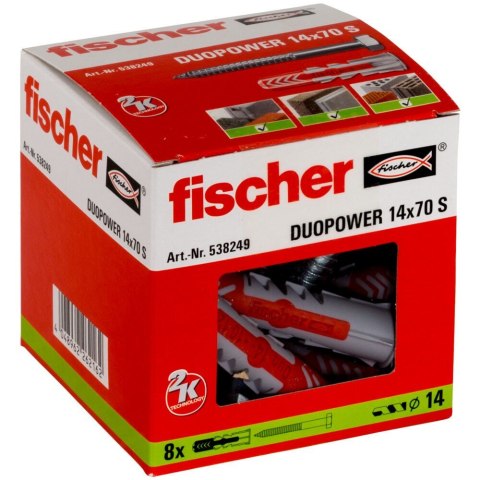 Mocowanie uniwersalne z wkrętem Fischer DUOPOWER 14X70 S (wersja długa) 8szt. Mocowanie uniwersalne z wkrętem Fischer DUOPOWER 14X70 S (wersja długa) 8szt.