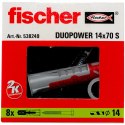 Mocowanie uniwersalne z wkrętem Fischer DUOPOWER 14X70 S (wersja długa) 8szt.