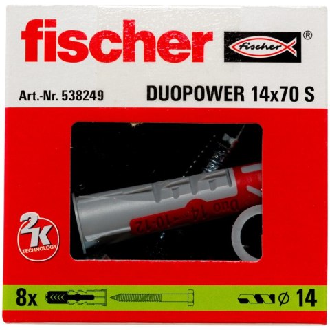 Mocowanie uniwersalne z wkrętem Fischer DUOPOWER 14X70 S (wersja długa) 8szt. Mocowanie uniwersalne z wkrętem Fischer DUOPOWER 14X70 S (wersja długa) 8szt.