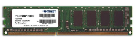 PAMIĘĆ DIMM 8GB PC12800 DDR3 PSD38G16002 PATRIOT PAMIĘĆ DIMM 8GB PC12800 DDR3 PSD38G16002 PATRIOT