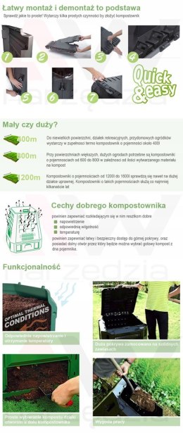 PROSPERPLAST KOMPOSTOWNIK 380L CZARNY 82 x 72 x 72cm