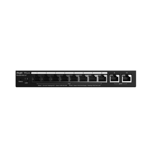 REYEE SWITCH ZARZĄDZALNY 10 PORTÓW 1GBIT + 2 PORTY UPLINK RJ45 1GBIT | 8 PORTÓW POE/POE+ (70W MAX) | L2 | METALOWA OBUDOWA REYEE SWITCH ZARZĄDZALNY 10 PORTÓW 1GBIT + 2 PORTY UPLINK RJ45 1GBIT | 8 PORTÓW POE/POE+ (70W MAX) | L2 | METALOWA OBUDOWA
