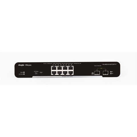 REYEE SWITCH ZARZĄDZALNY 8 PORTÓW 1GBIT + 2 PORTY UPLINK SFP 1GBIT | 8 PORTÓW POE/POE+ (125W MAX) | L2 | METALOWA OBUDOWA REYEE SWITCH ZARZĄDZALNY 8 PORTÓW 1GBIT + 2 PORTY UPLINK SFP 1GBIT | 8 PORTÓW POE/POE+ (125W MAX) | L2 | METALOWA OBUDOWA