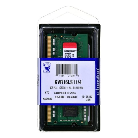 Pamięć Kingston KVR16LS11/4 (DDR3 SO-DIMM; 1 x 4 GB; 1600 MHz; CL11) Pamięć Kingston KVR16LS11/4 (DDR3 SO-DIMM; 1 x 4 GB; 1600 MHz; CL11)