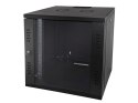 Szafa wisząca 15U, STRONG RACK, 600x450, czarna, drzwi szklane, jednoskrzydłowe, tył osłona pełna, osłony boczne zamykane na klu