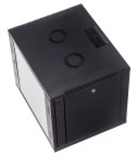 Szafa wisząca 9U, STRONG RACK, 600x450, czarna, drzwi szklane, jednoskrzydłowe, tył osłona pełna, osłony boczne zamykane na kluc
