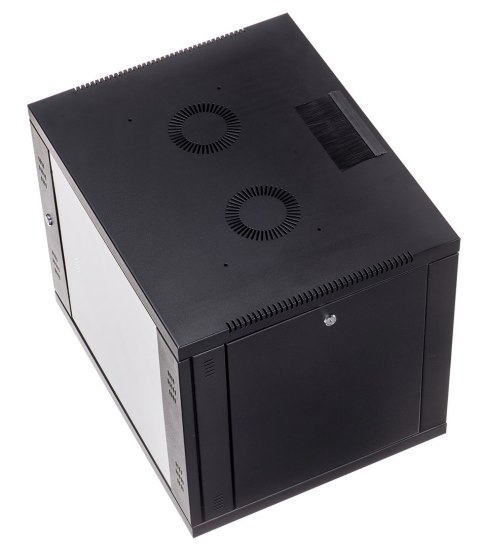 Szafa wisząca 9U, STRONG RACK, 600x450, czarna, drzwi szklane, jednoskrzydłowe, tył osłona pełna, osłony boczne zamykane na kluc Szafa wisząca 9U, STRONG RACK, 600x450, czarna, drzwi szklane, jednoskrzydłowe, tył osłona pełna, osłony boczne zamykane na kluc