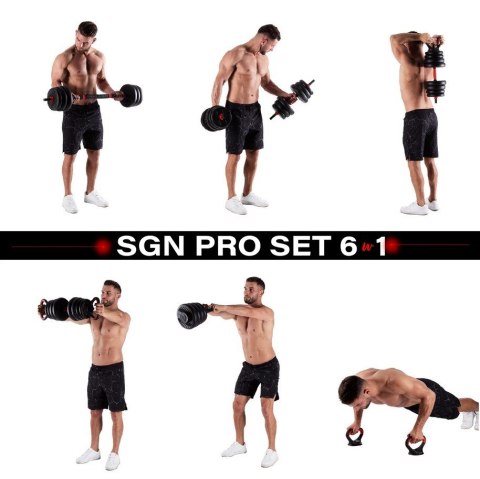 Zestaw ciężarów 6w1 HMS SGN140 (sztanga, sztangielki i kettlebell) 40kg Zestaw ciężarów 6w1 HMS SGN140 (sztanga, sztangielki i kettlebell) 40kg
