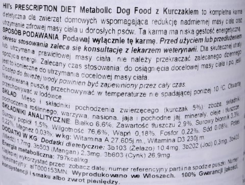 Hill"s Metabolic - z kurczakiem dla psa 370 g Hill"s Metabolic - z kurczakiem dla psa 370 g