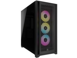 Korsarz | Obudowa komputera ze szkła hartowanego | Przepływ powietrza iCUE 5000D RGB | Szyba boczna | Czarny | Wieża środkowa | 