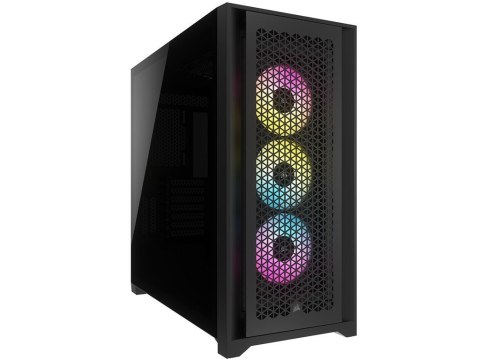 Korsarz | Obudowa komputera ze szkła hartowanego | Przepływ powietrza iCUE 5000D RGB | Szyba boczna | Czarny | Wieża środkowa | 