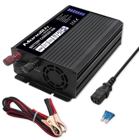 QOLTEC ŁADOWARKA DO AKUMULATORÓW LIFEPO4 AGM GEL SLA | 30A | 12V QOLTEC ŁADOWARKA DO AKUMULATORÓW LIFEPO4 AGM GEL SLA | 30A | 12V