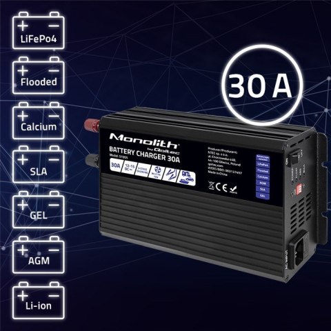 QOLTEC ŁADOWARKA DO AKUMULATORÓW LIFEPO4 AGM GEL SLA | 30A | 12V QOLTEC ŁADOWARKA DO AKUMULATORÓW LIFEPO4 AGM GEL SLA | 30A | 12V