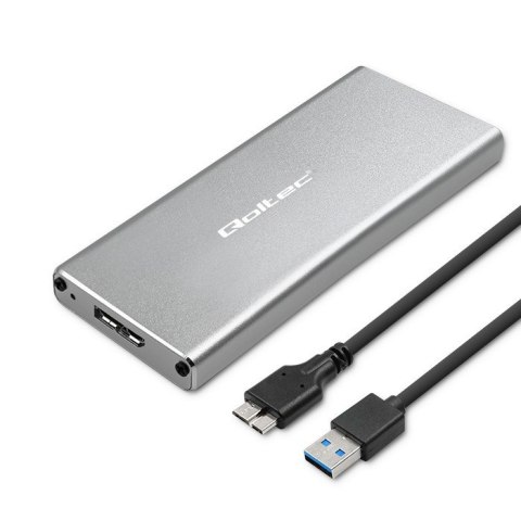 QOLTEC OBUDOWA NA DYSK M.2 SSD | SATA | NGFF | USB 3.0 | SUPER SPEED 5GB/S | 2TB | SREBRNY