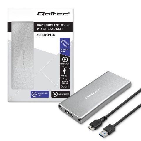 QOLTEC OBUDOWA NA DYSK M.2 SSD | SATA | NGFF | USB 3.0 | SUPER SPEED 5GB/S | 2TB | SREBRNY QOLTEC OBUDOWA NA DYSK M.2 SSD | SATA | NGFF | USB 3.0 | SUPER SPEED 5GB/S | 2TB | SREBRNY