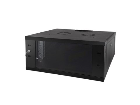 Szafa wisząca 9U, STRONG RACK, 600x450, czarna, drzwi szklane, jednoskrzydłowe, tył osłona pełna, osłony boczne zamykane na kluc Szafa wisząca 9U, STRONG RACK, 600x450, czarna, drzwi szklane, jednoskrzydłowe, tył osłona pełna, osłony boczne zamykane na kluc