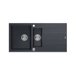 Zlewozmywak granitowy QUADRON EVAN 156 czarny wpuszczany + syfon Push-2-Open