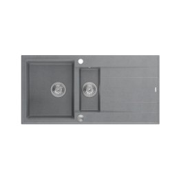 Zlewozmywak granitowy QUADRON EVAN 156 szary wpuszczany + syfon Push-2-Open