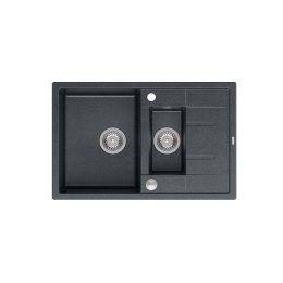 Zlewozmywak granitowy QUADRON MORGAN 156 czarny wpuszczany + syfon Push-2-Open