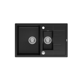 Zlewozmywak granitowy QUADRON MORGAN 156 czarny wpuszczany + syfon Push-2-Open