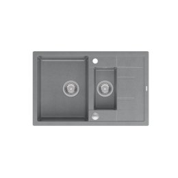 Zlewozmywak granitowy QUADRON MORGAN 156 szary wpuszczany + syfon Push-2-Open