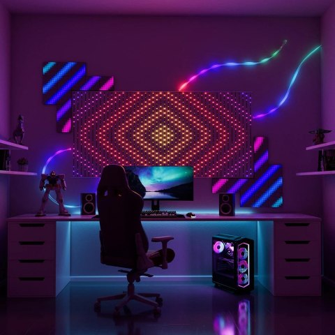 Twinkly Matrix - 480 RGB LED Lampki w kształcie pereł, przezroczysty przewód, 3.3x3.3ft typ wtyczki F Twinkly Matrix - 480 RGB LED Lampki w kształcie pereł, przezroczysty przewód, 3.3x3.3ft typ wtyczki F