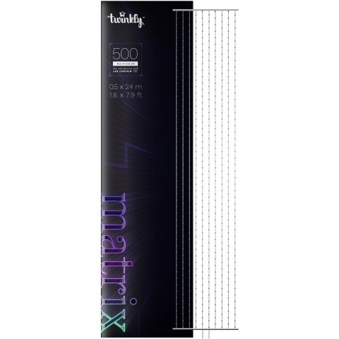 Twinkly Matrix - 500 RGB LED Lampki w kształcie pereł, przezroczysty przewód, 1.7x7.8ft typ wtyczki F Twinkly Matrix - 500 RGB LED Lampki w kształcie pereł, przezroczysty przewód, 1.7x7.8ft typ wtyczki F