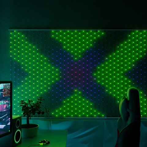Twinkly Matrix - 500 RGB LED Lampki w kształcie pereł, przezroczysty przewód, 1.7x7.8ft typ wtyczki F Twinkly Matrix - 500 RGB LED Lampki w kształcie pereł, przezroczysty przewód, 1.7x7.8ft typ wtyczki F