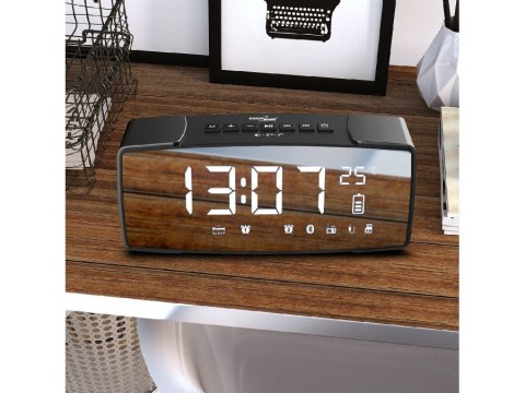 Radiobudzik bluetooth GreenBlue, FM, aux-in, 6W, temperatura, alarm, zegar, akumulator 2200mAh, GB200 Radiobudzik bluetooth GreenBlue, FM, aux-in, 6W, temperatura, alarm, zegar, akumulator 2200mAh, GB200